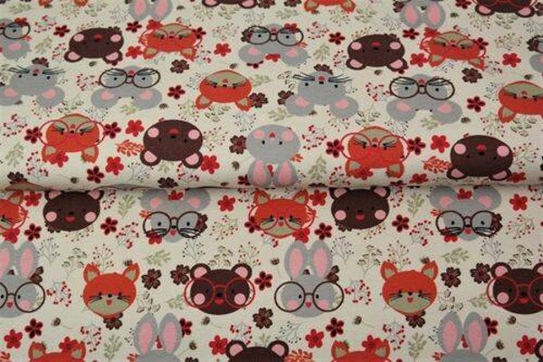 Tela de punto estampado animales gafas