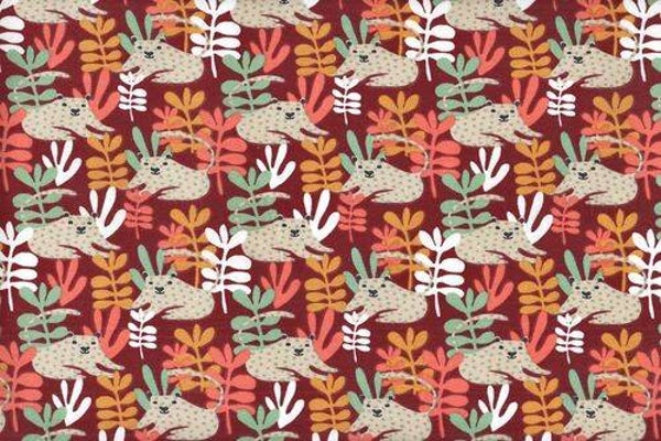 Tela de punto estampado tanza curry