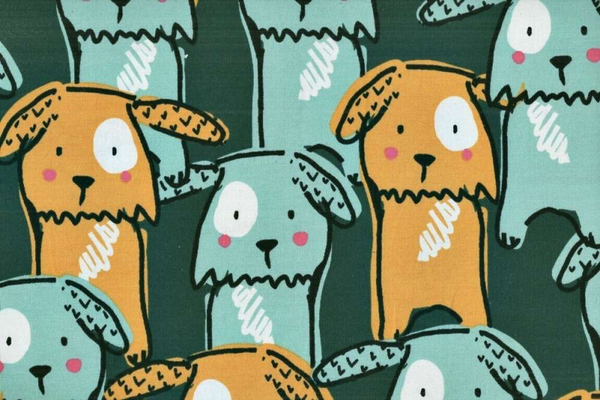 Tela de punto estampado perritos