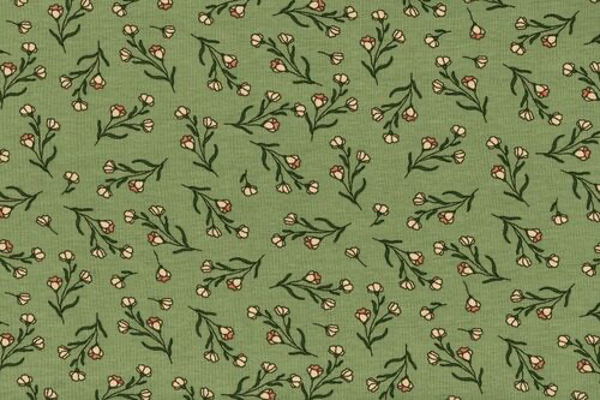 Tela de punto estampado ramitas