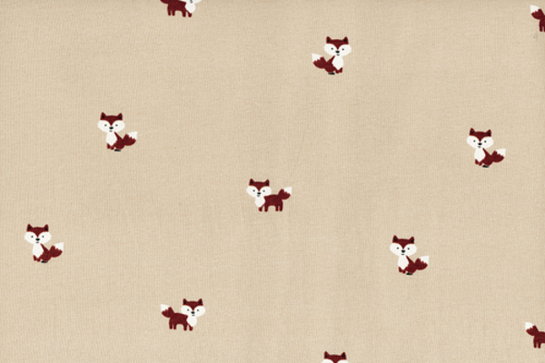 Tela de punto estampado zorritos