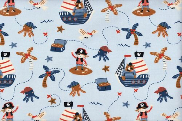 Tela de punto estampado piratas