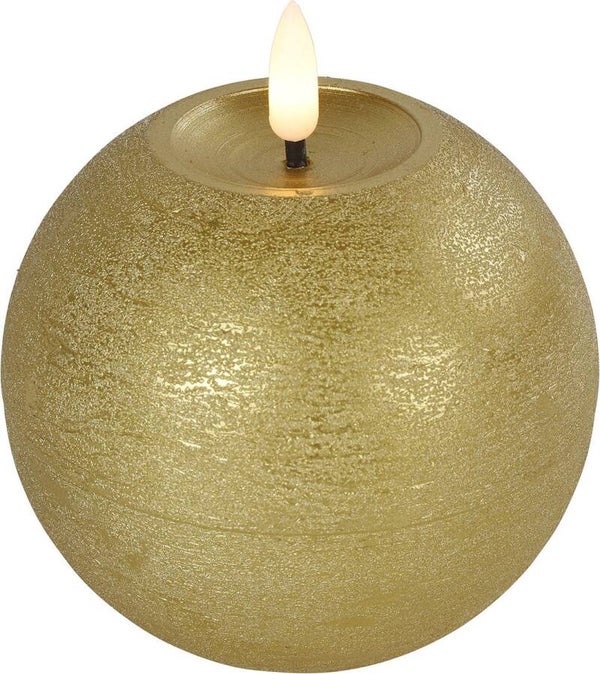Countryfield LED kaars/bolkaars- goud - B10 x H11 cm - Lyon - warm wit
