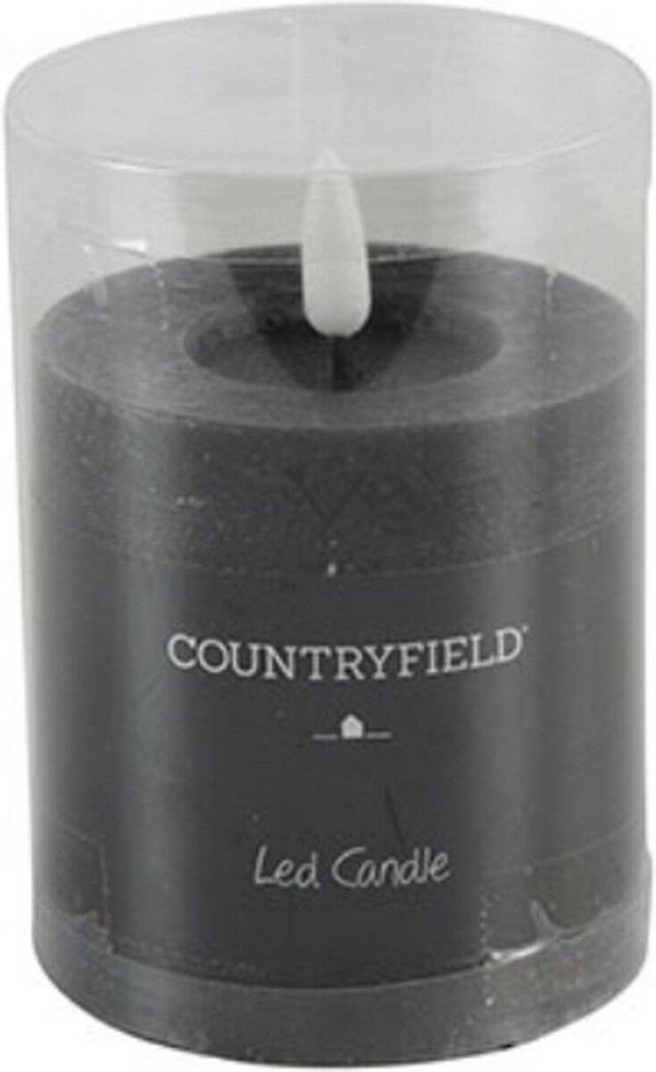 Countryfield Lyon LED kaars/stompkaars - zwart - D7,5 x H8 cm - timer