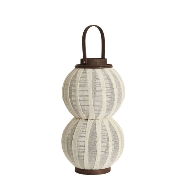 Windlicht donkerbruin hout en linnen – Light&Living