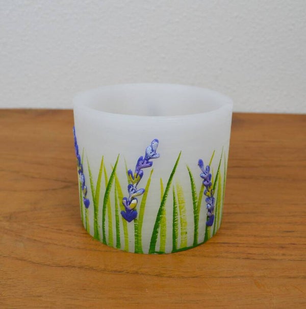 Handgemaakt paraffine windlicht met lavendel – sfeervolle waxinelichthouder