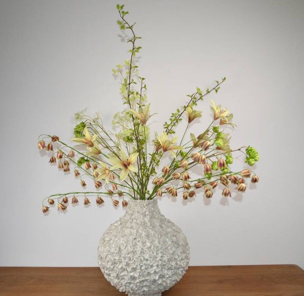 Maison Florale – Luxe XL Vaas met Zijden Voorjaarsboeket