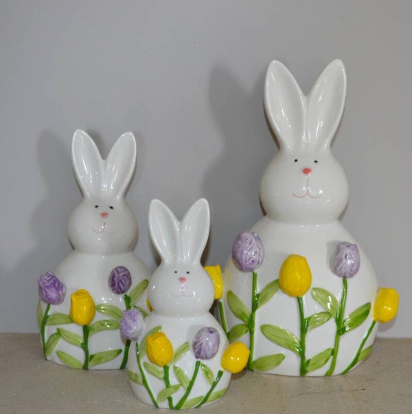 Lente Haas Tulpen – Keramieken Paasdecoratie