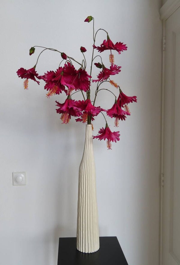 Light&Living vaas met 2 hibiscus takken