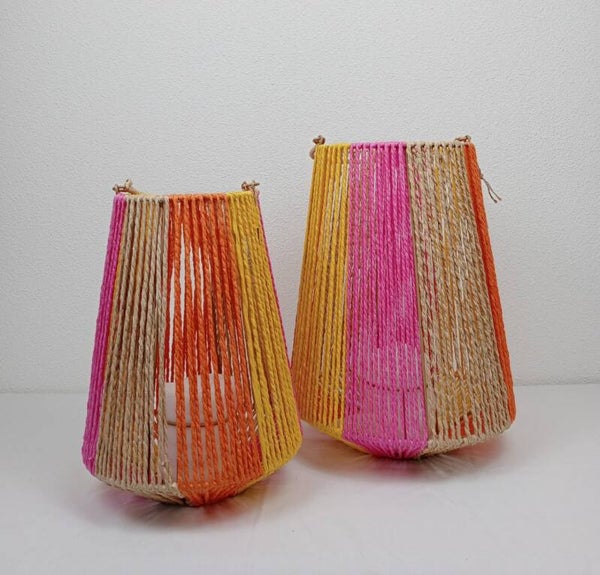 Kleurrijke Windlichten van Jute