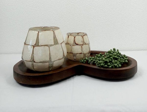 Moederdag cadeau – Decoratieset met Vase the World dienblad & Light&Living windlichten