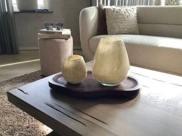 Decoratieset Mangohout & Elite Windlichten Beige