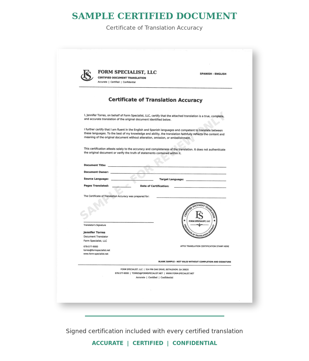 Certificate of Translation Accuracy 
