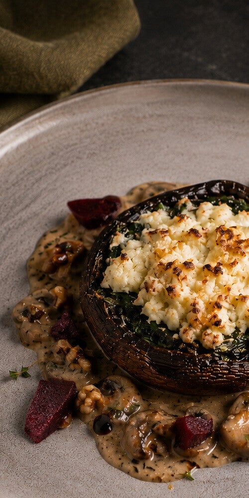 Portobello Forestière met geitenkaas