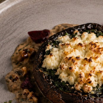 Portobello Forestière met geitenkaas