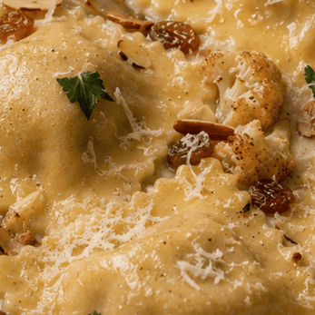 Ravioli Tartufo met bloemkool en amandel