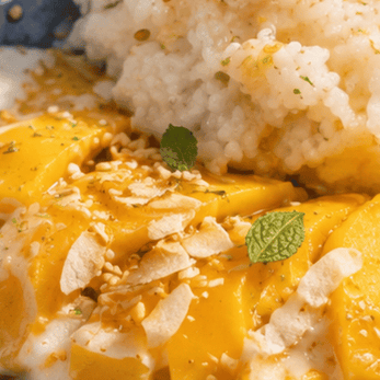 Sticky rice met kokos en mango