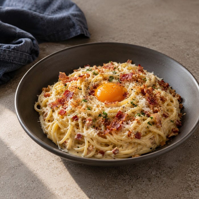 Spaghetti Carbonara Crunch, bordopmaak