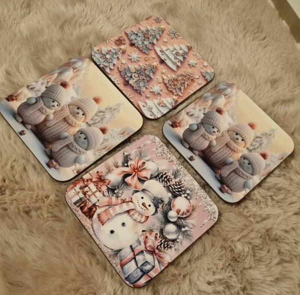 Christmas pink vierkante onderzetters