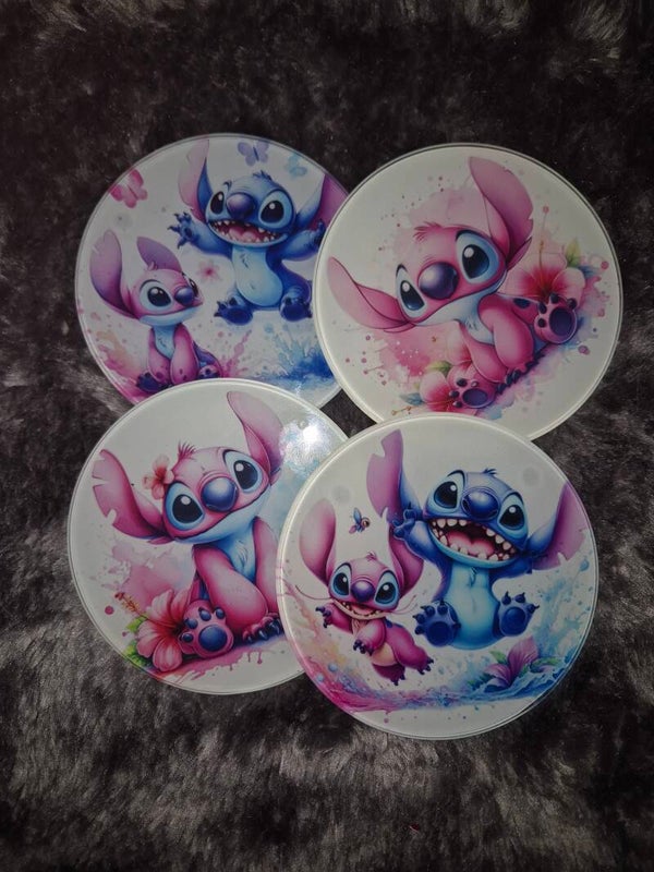 Glazen onderzetters stitch/angel