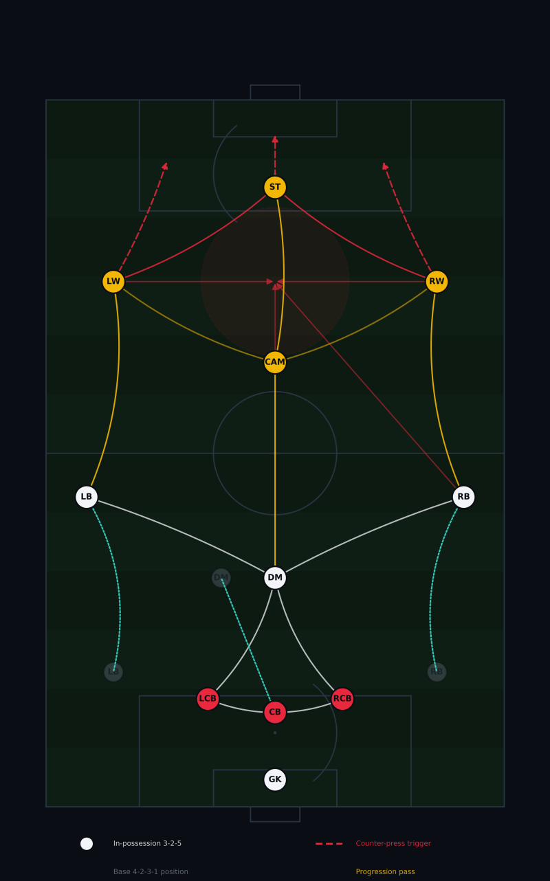 A visualisation on how incoming Newcastle manager Matthias Jaissle plays.