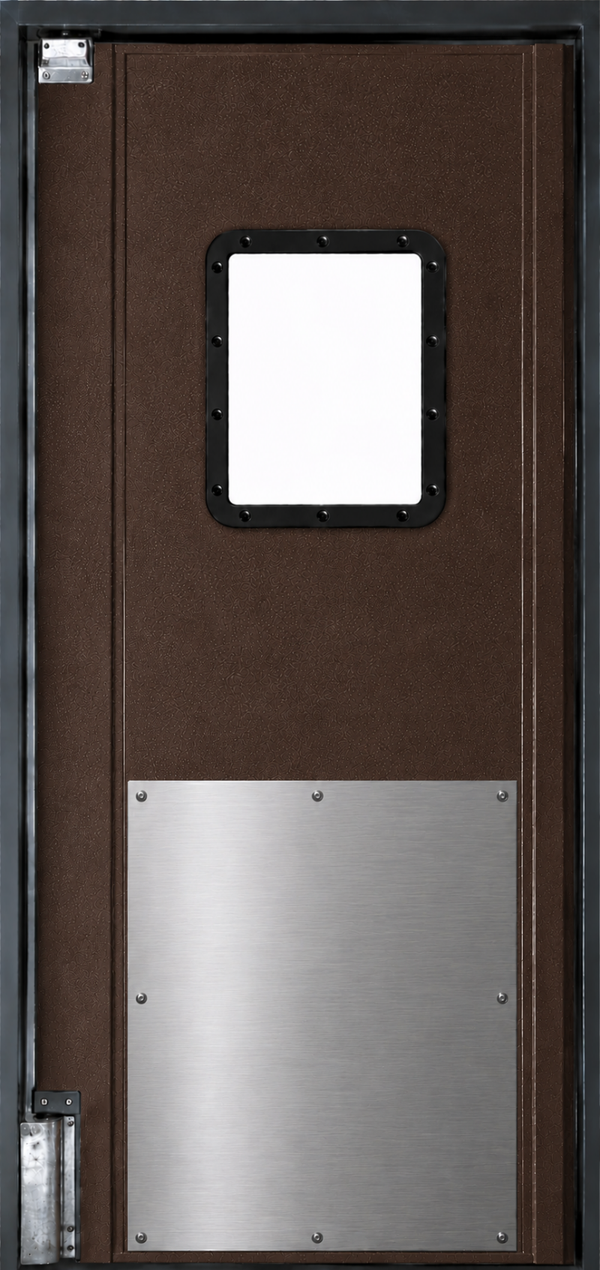 Pro Tuff 40" wide x 84" high Single Panel Swing Door System  with Stainless Steel Impact Panels- Beige