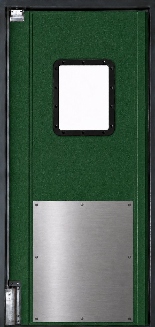 Pro Tuff 31" wide x 84" high Single Panel Swing Door System with Stainless Steel Impact Panels - Green
