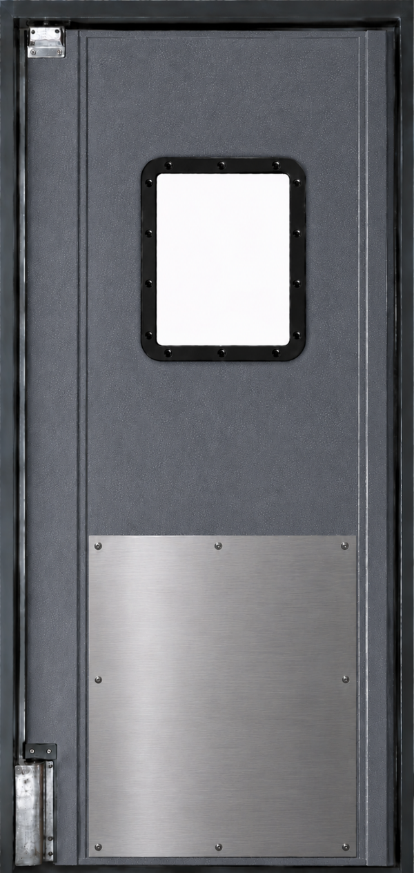 Pro Tuff 42" wide x 84" high Single Panel Swing Door System  with Stainless Steel Impact Panels- Grey