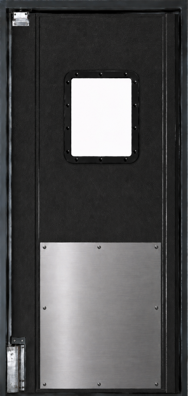 Pro Tuff 36" wide x 84" high Single Panel Swing Door System with Stainless Steel Impact Panels - Black