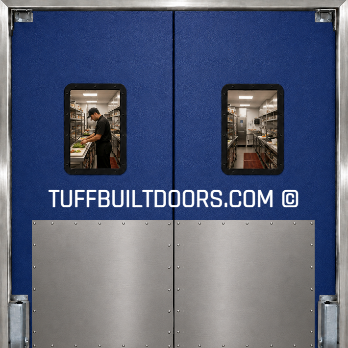 restaurant kitchen swing doors blue