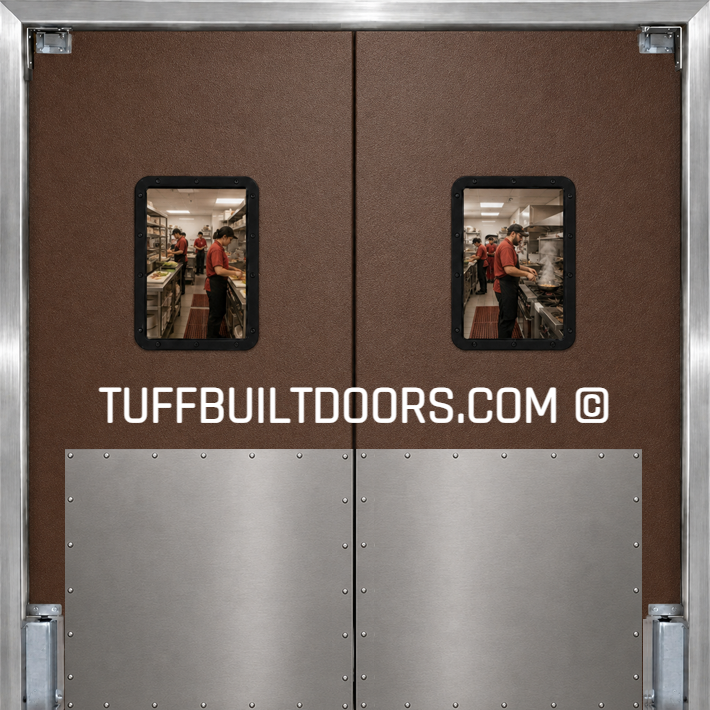 restaurant kitchen doors -brown double