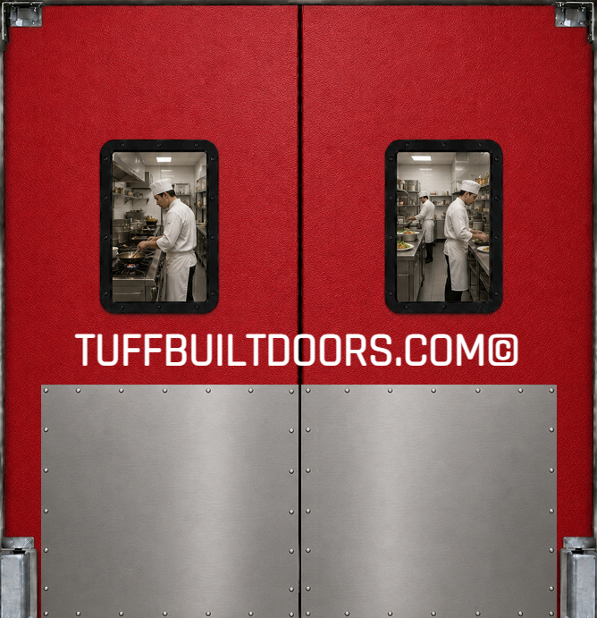 swing doors red
