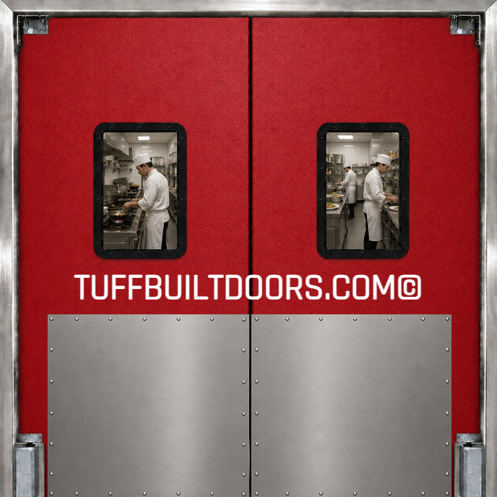 restaurant kitchen doors - red