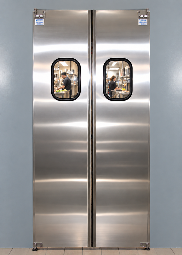 TLS Double 42" wide Solid Stainless Steel Doors with Hardware & Window - No Frame