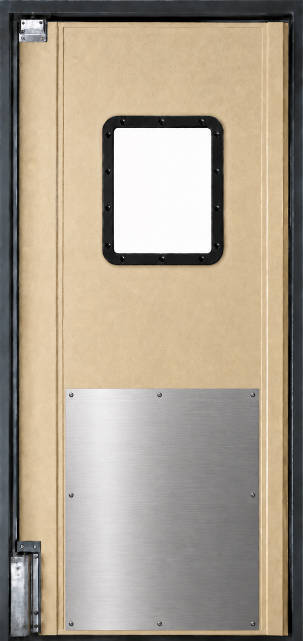 Pro Tuff 40" wide x 84" high Single Panel Swing Door System  with Stainless Steel Impact Panels- Beige