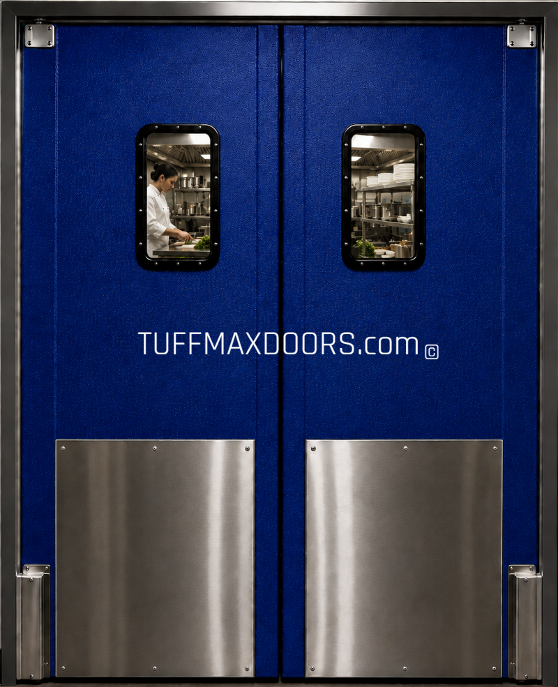 commercial kitchen doors blue