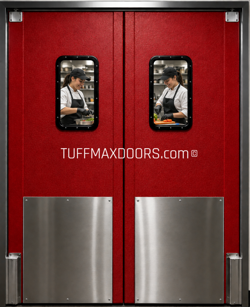 commercial kitchen doors red