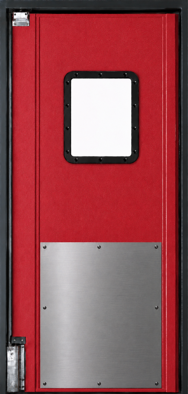 Pro Tuff 36" wide x 84" high Single Panel Swing Door System with Stainless Steel Impact Panels- Red