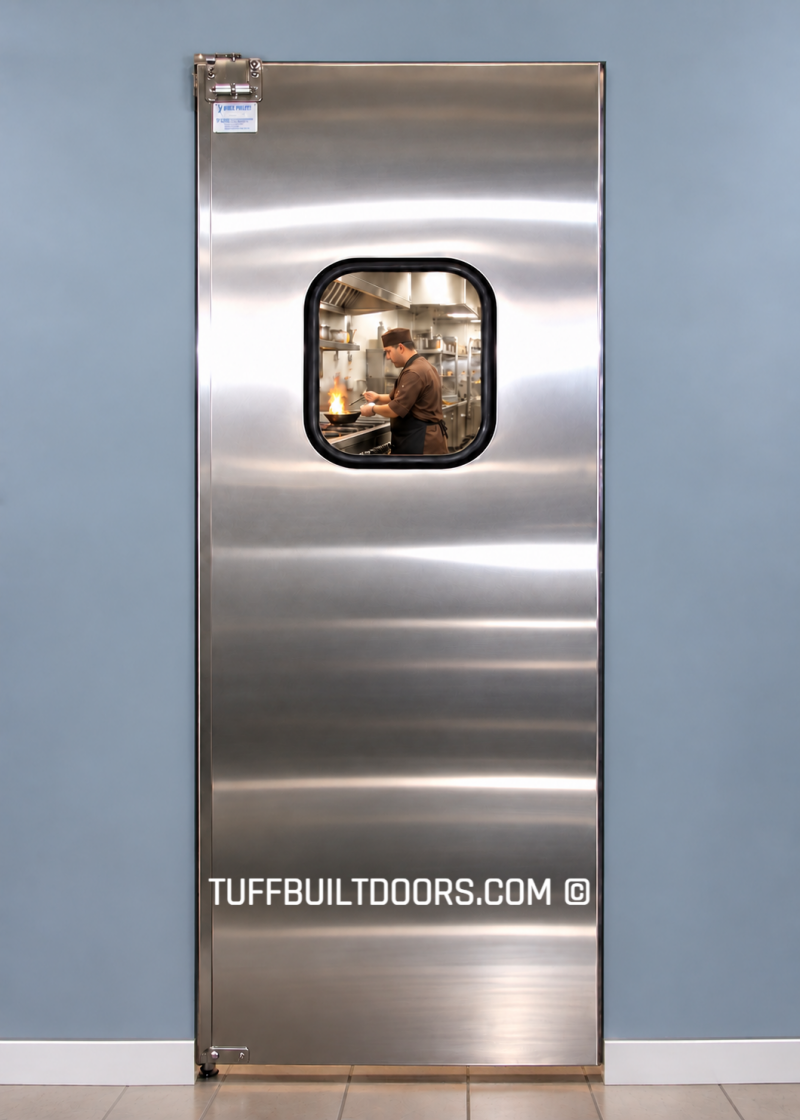 single traffic swinging stainless steel door