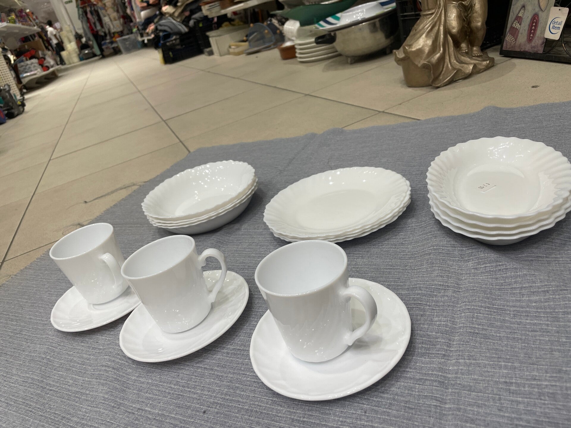 Cups & Saucers x 3 + 4 Plates + 8 Bowls - Supplies