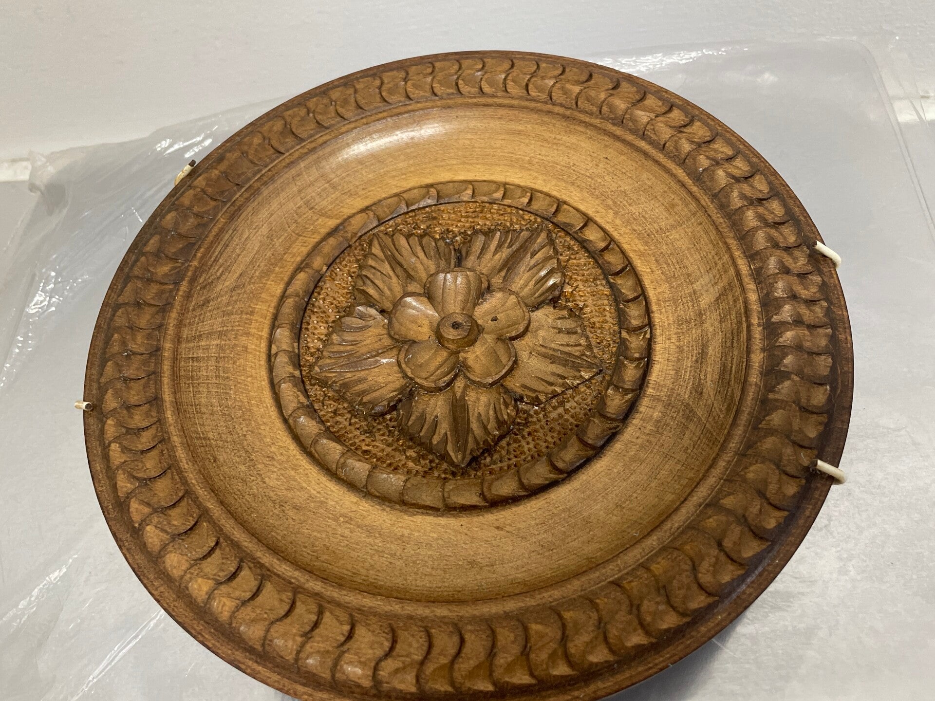 Wooden Floral Plate - Decor