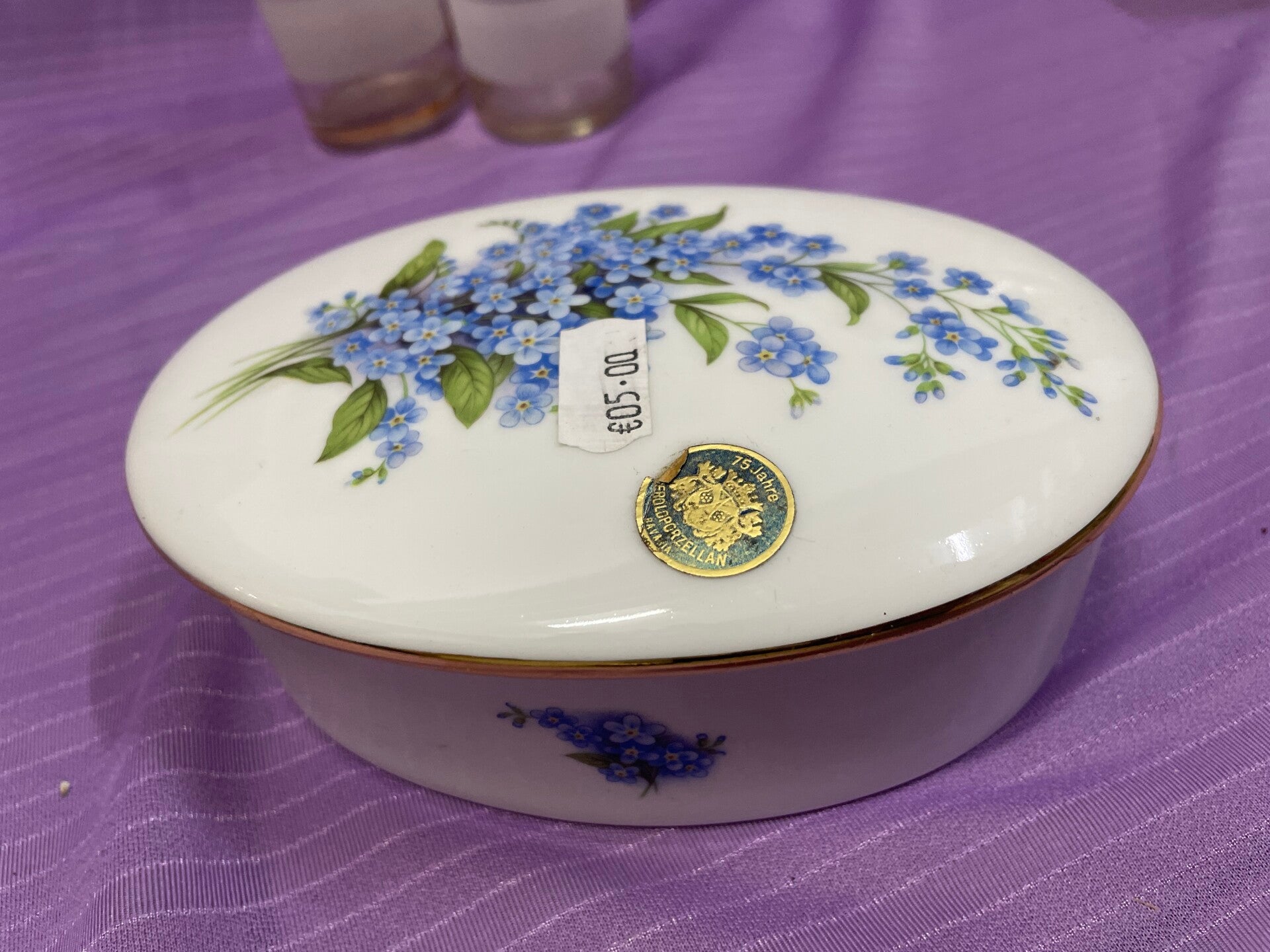 German Porcelain Oval Trinket Box - Collectibles