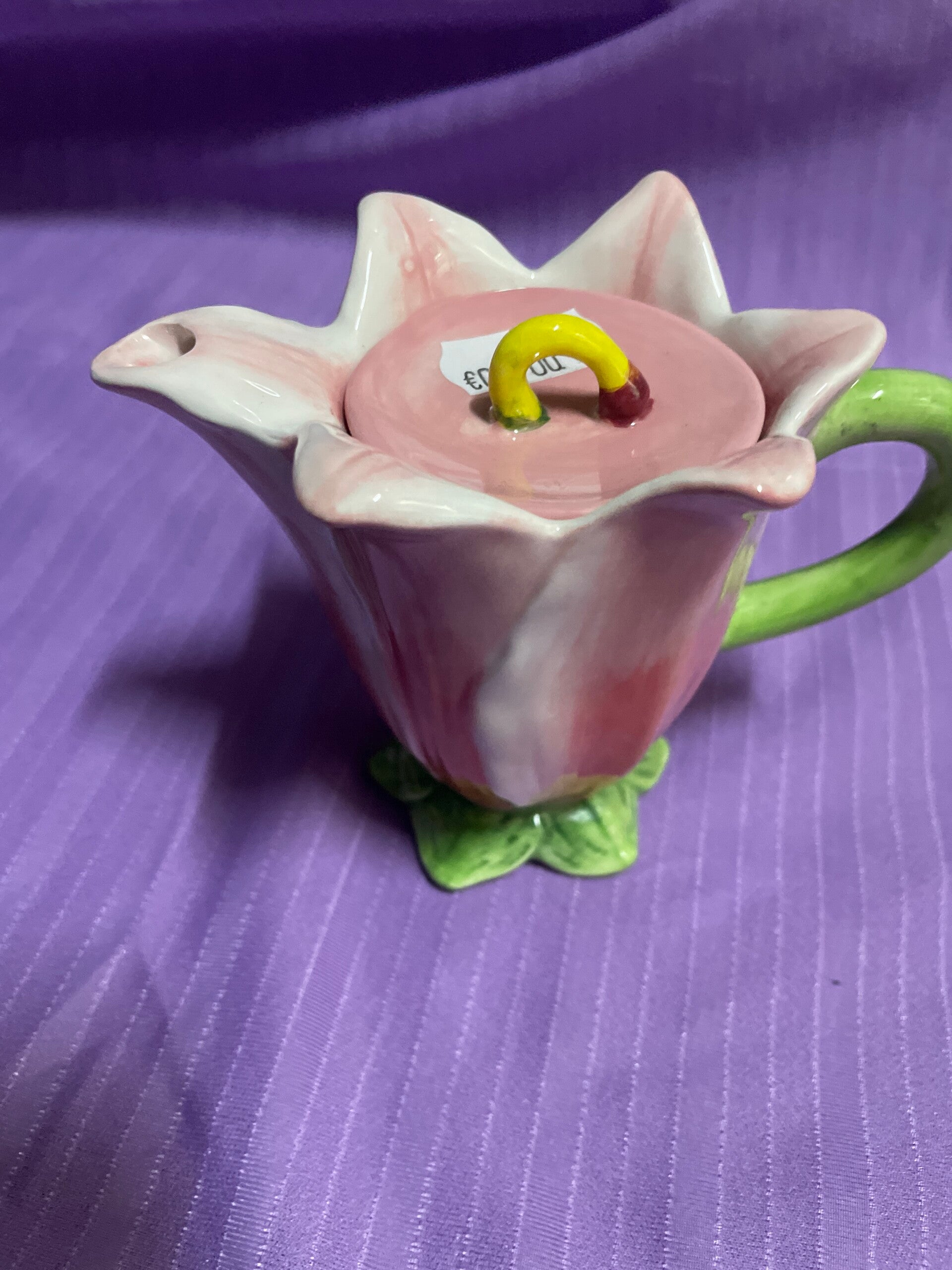 Pink Tulip Floral Teapot - Vintage - Collectibles