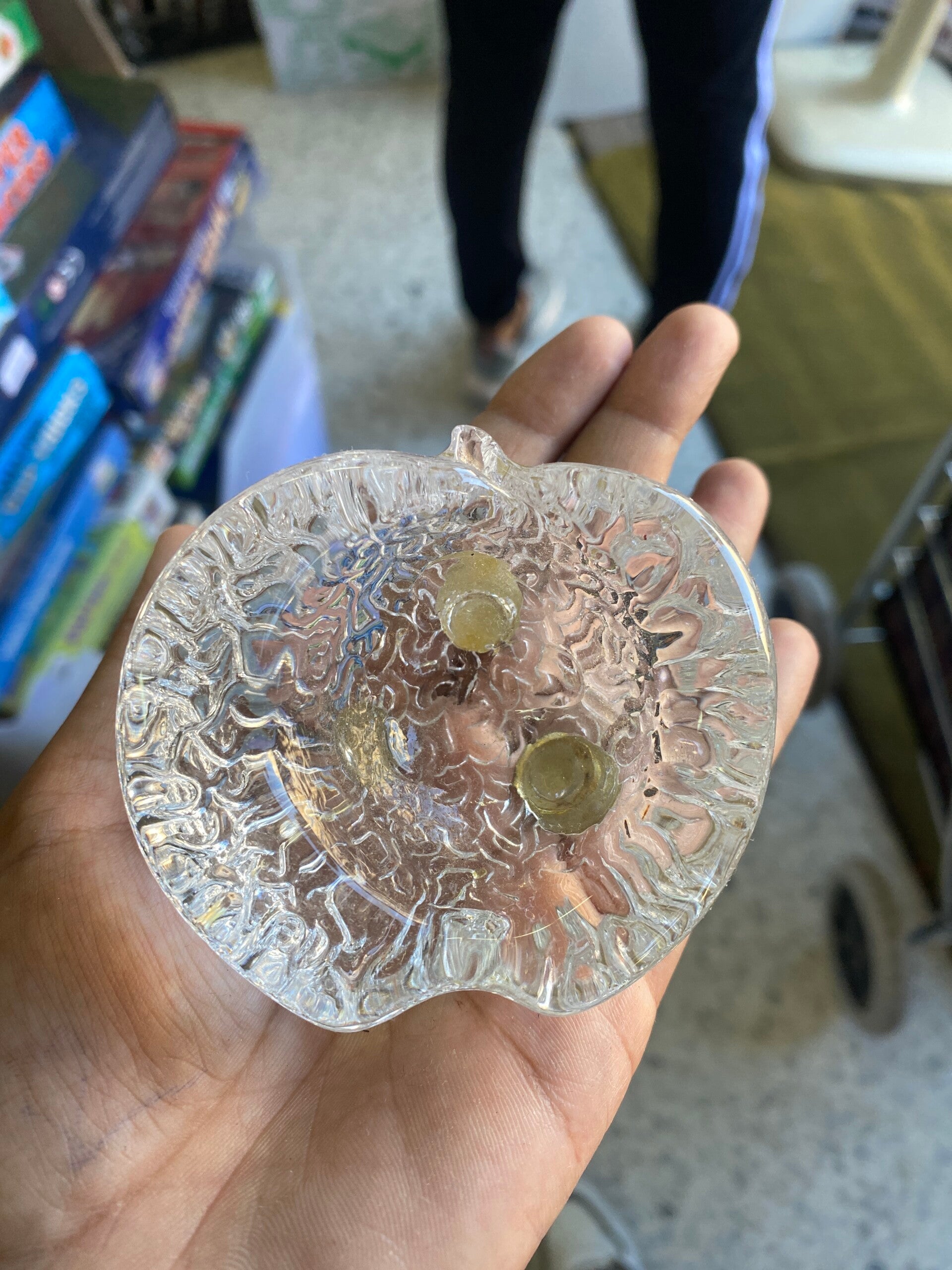 Clear & Textured Apple Shape Glass Bowl - Decor