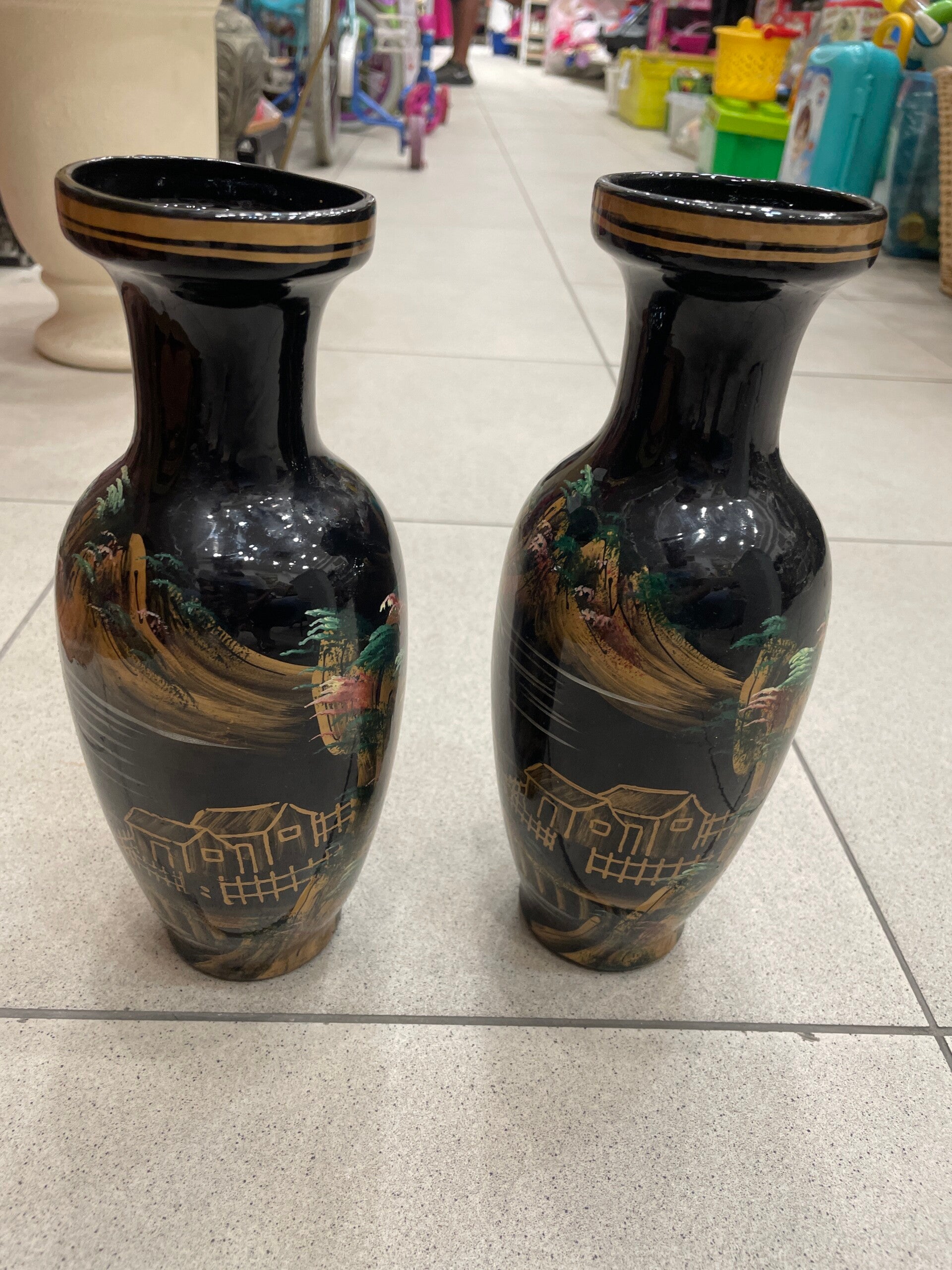 Black Porcelain Chinese Vases - €5 Each - Decor