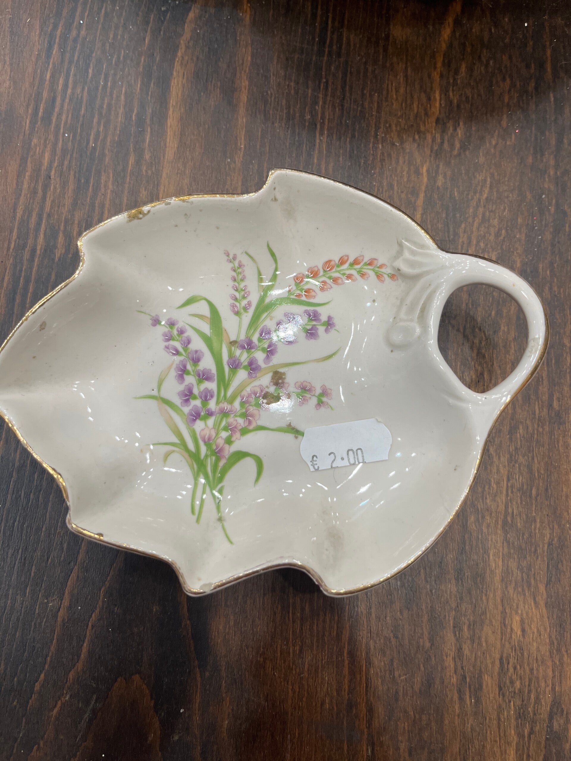 Vintage Porcelain Leaf Dish - Decor