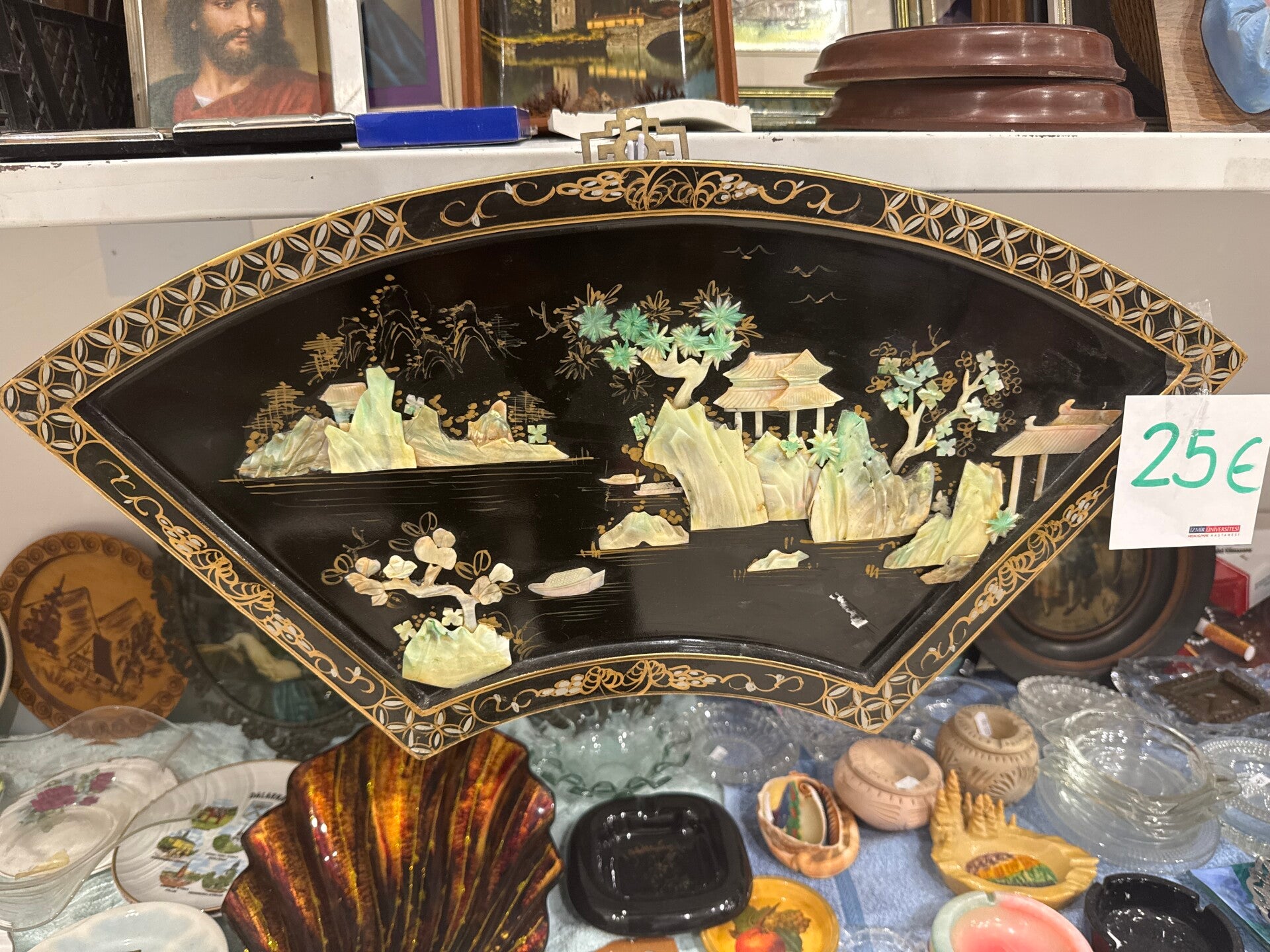 Mother of Pearl Chinese Fan Frame - Decor