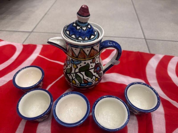 Hand-Painted Palestinian Ceramic Coffee Set-Supplies***