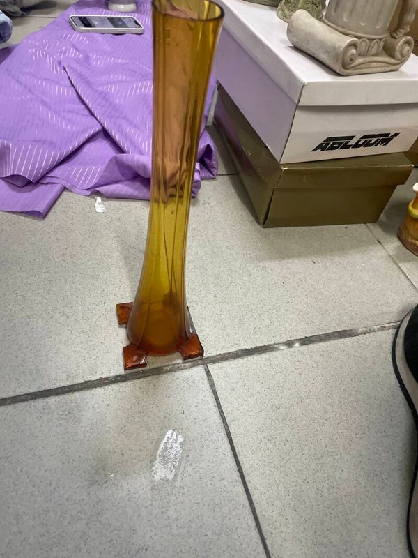 Orange glass Flower Vase - Decor*