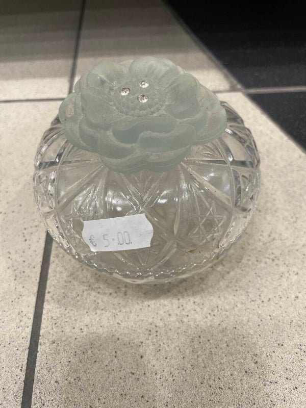 Vintage cut-glass crystal trinket dish-Decor*